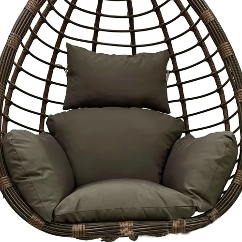 Vista 9 de Cojín para silla de huevo colgante para patio, cesta colgante, asiento lavable, color burdeos