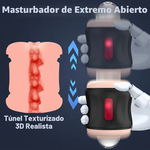 Vista 3 de Juguetes sexuales para adultos, masturbador masculino de extremo abierto, potente vibración, coño de bolsillo para hombres, vibrador estimulador