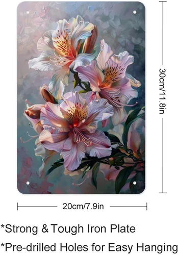 Vista 2 de Abstract Floral Pattern Aesthetic Metal Tin Sign Wall Decor Retro Sign for Home Living Room Bedroom Coffee Wall Decor Halloween Christmas Gifts