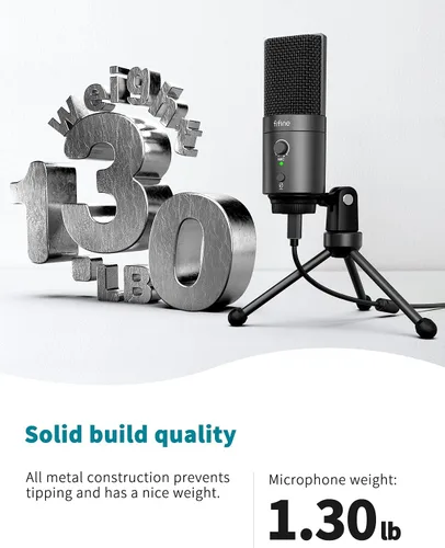 Vista 7 de FIFINE Micrófono USB de computadora de escritorio con filtro pop para computadora y Mac, micrófono de condensador de estudio con perilla