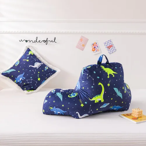 Vista 2 de NTBED Almohada de Lectura con Estampado de Dinosaurio en Forma de Cuña, Almohada de Respaldo con Brazos, Almohada de Reposo para Sofá y TV, Almohada