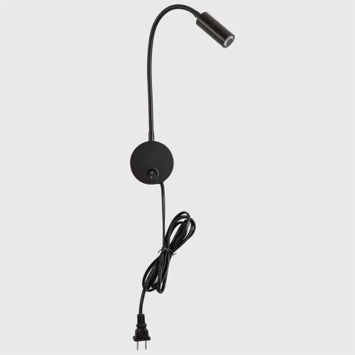 Vista 4 de Lámpara de luz de lectura montada en la pared LED 3W blanco cálido 3000K cable de enchufe negro acabado 1 pieza
