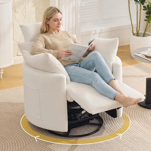 Vista 12 de Power Glider - Mecedora para guardería, reclinable giratorio con USB, color Gris claro
