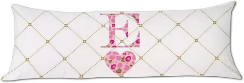 Vista 12 de Funda de almohada corporal con monograma del alfabeto y corazón, estampado de leopardo rosa, letra H, almohadas para dormir, funda de almohada larga