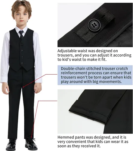 Vista 6 de Boys Slim Fit Suits for Boys Suit Set Boy Dresswear Ring Bearer Outfit Kids Suits Boy Wedding Dress