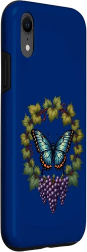 Vista 3 de Blue Winged Diana Fritillary Butterfly and Grape Vine Case for iPhone XR