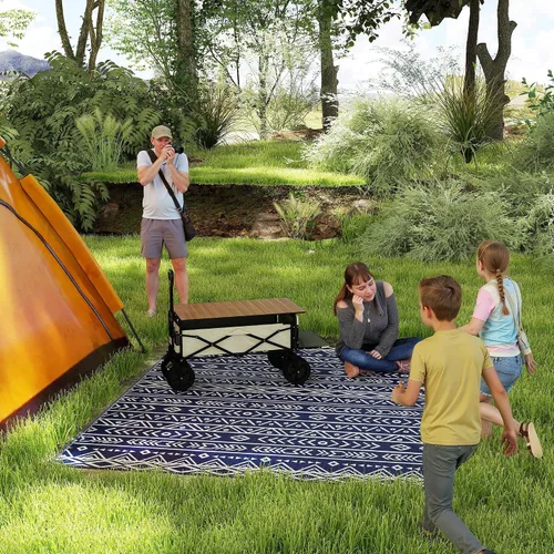 Vista 11 de Outsunny Alfombra de exterior para patio impermeable 9' x 18' rombo negro y Borde rombo negro y gris