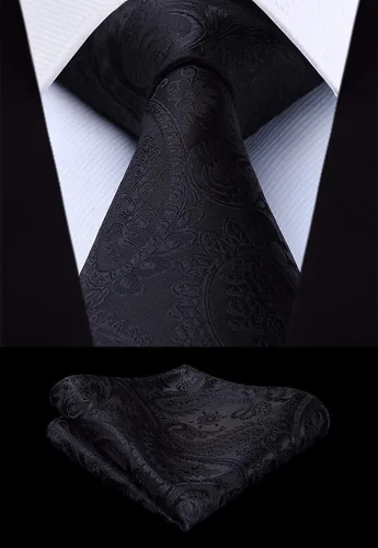 Vista 6 de Enlision Mens Vest Tie Set Paisley Vest and Necktie Pocket Square 3pc Formal Dress Waistcoat for Suit or Tuxedo