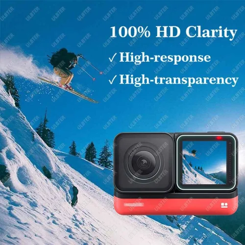 Vista 5 de ULBTER Protector de pantalla para Insta360 ONE RS/ONE R, 2 juegos de protectores de pantalla para LCD + lente gran angular 4K, cubierta de vidrio