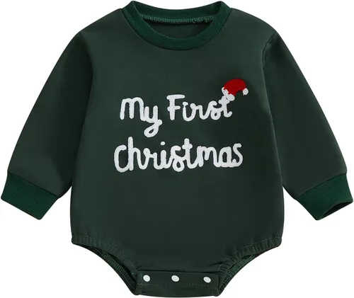 Vista 10 de MERSARIPHY Ropa de Navidad para bebé, sudadera para bebé, niño, niña, mameluco de Papá Noel para bebé, trajes de otoño e invierno Waffle