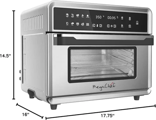 Vista 14 de Megachef Horno electrónico multifunción de 360 grados con tecnología de aire caliente, cromo plateado, capacidad de 25 litros