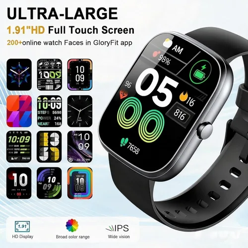 Vista 4 de Reloj inteligente para hombres y mujeres (respuesta/hacer llamadas), reloj inteligente con pantalla HD de 1.91 pulgadas, monitor de ritmo