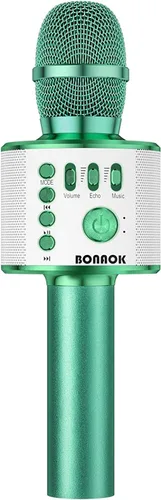 Vista 15 de BONAOK - Micrófono inalámbrico Bluetooth de karaoke, 3 en 1; máquina altavoz con micrófono de karaoke portátil de mano para fiesta de cumpleaños