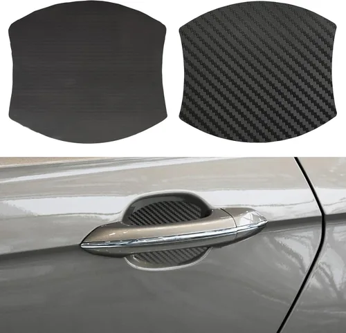 Vista 7 de kingsea 4 protectores de arañazos para manija de puerta de automóvil, textura magnética extraíble de fibra de carbono 3D, textura de fibra