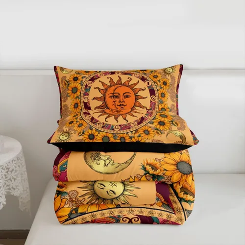 Vista 63 de Erosebridal Juego de edredón de hojas de cannabis, juego de ropa de cama de marihuana con estampado colorido de plantas, decoración bohemia de 2