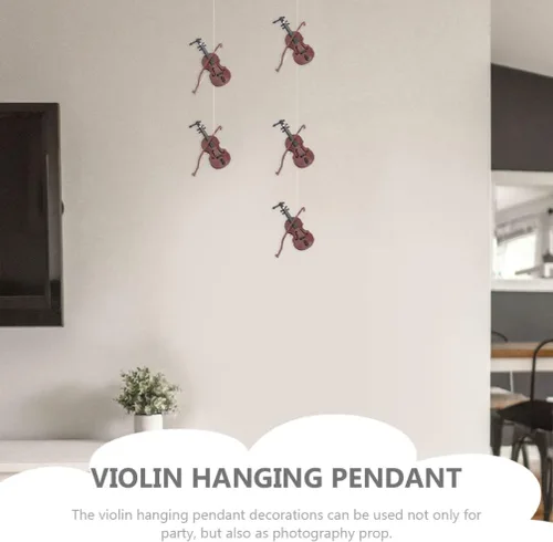 Vista 7 de ABOOFAN Colgante de violín miniatura de cuerda Mini colgante de violín instrumento musical adorno de árbol de Navidad decoración artesanal 16 piezas