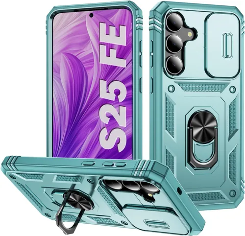 Vista 18 de PASNEW Funda militar para iPhone 13 Pro Max, cubierta de cámara deslizante y soporte de anillo de metal de 360°, carcasa rígida multicapa resistente