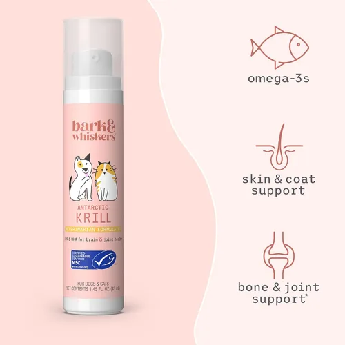 Vista 3 de Bark & Whiskers Bomba líquida de aceite de krill, ácidos grasos omega-3 para gatos y perros, apoya la comodidad de las articulaciones, la piel