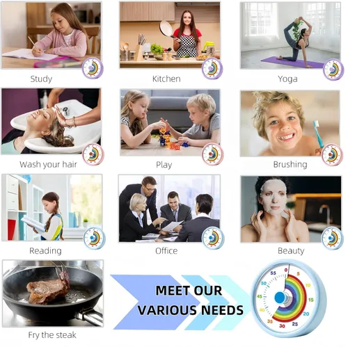 Vista 7 de Temporizador visual para niños, temporizador de tiempo de 60 minutos, temporizador para niños, para aula, oficina en casa, temporizador de cuenta