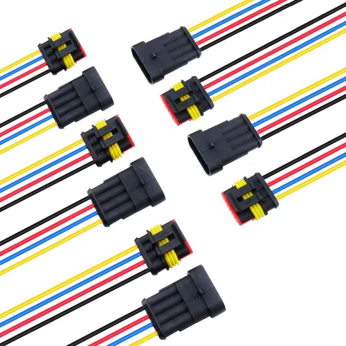 Vista 9 de MUYI Juego de 5 conectores de cable de 1 pin 18 AWG, impermeables, kit de conectores eléctricos con coleta de 3.9 in, serie Weatherpack de 0.059 in