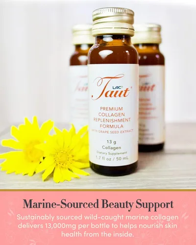 Vista 4 de TAUT Bebida y mascarilla de colágeno marino – 13,000 mg de proteína de colágeno hidrolizada con ácido hialurónico para piel joven y radiante