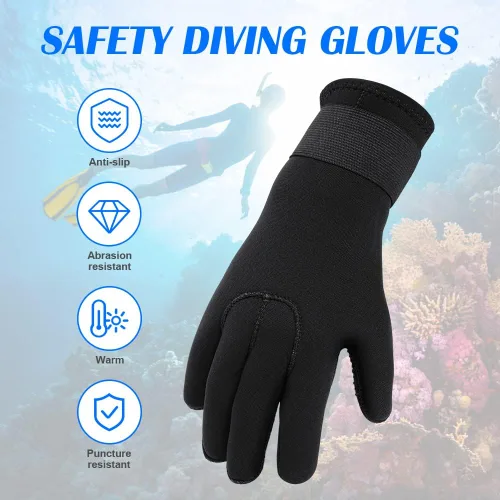 Vista 2 de AUAUY Guantes de buceo, guantes de neopreno de 0.118 pulgadas (0.118 in), guantes de neopreno cálidos de cinco dedos, guantes de surf flexibles