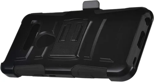 Vista 3 de Compatible con LG G8 ThinQ - Funda híbrida para teléfono con soporte y clip para cinturón - CV1 Negro