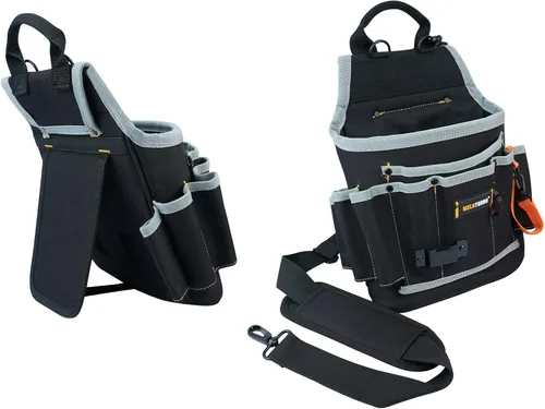 Vista 11 de MELOTOUGH Bolsa de herramientas para electricista, bolsas para cinturón de herramientas, múltiples bolsillos, organizador de herramientas para Azul