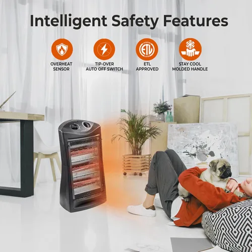 Vista 6 de Calentadores de espacio Comfort Zone para uso en interiores, calentador eléctrico portátil, termostato ajustable, calor infrarrojo, calentador
