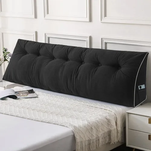 Vista 13 de Sasttie Almohada de Cabecera Queen, Almohada de Cuña de Cabecera para Sentarse en la Cama, Cojín Triangular con Soporte de Respaldo para Leer - Con