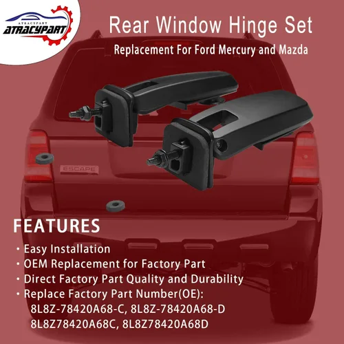 Vista 2 de Juego de bisagras de ventana trasera, bisagra de vidrio de compuerta trasera derecha e izquierda Reemplazo para Ford Escape 2008-2012, Mercury