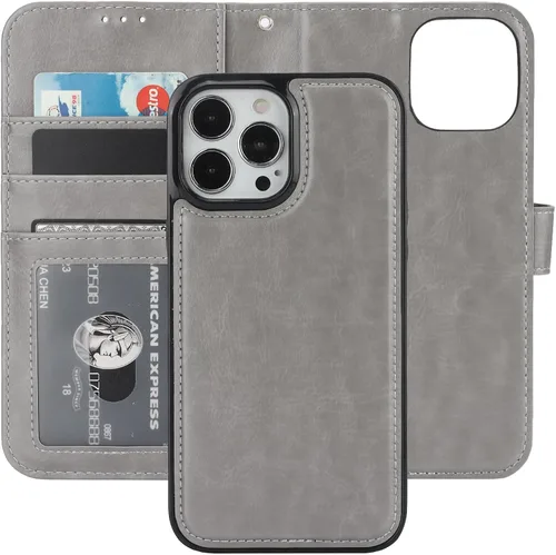 Vista 16 de Bocasal Funda tipo cartera desmontable para iPhone 13 Pro Max con bloqueo RFID, ranuras para tarjetas, soporte de cuero PU premium, soporte