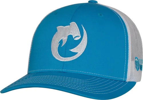 Vista 11 de Sombrero de camionero de buceo con tiburón: Snapback ajustable para hombre, para pesca, pesca submarina Circling Hammerhead - Carbón/Negro