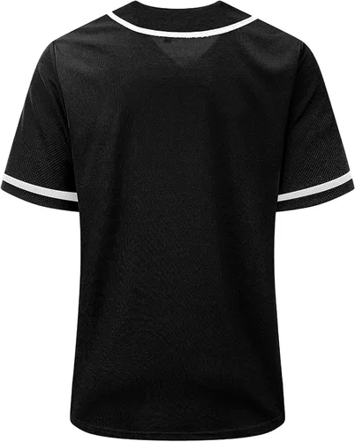 Vista 4 de Camiseta de béisbol para hombres y mujeres, uniformes deportivos hipster hip hop, camisas de manga corta para camisa personalizada con botones