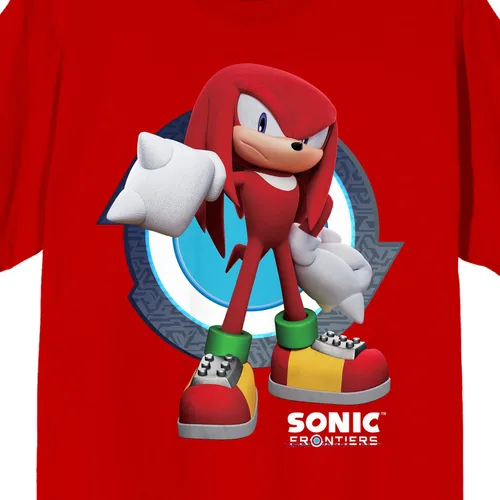 Vista 2 de Sonic Frontiers Videogame Knuckles The Echidna - Camiseta de manga corta para hombre, color rojo