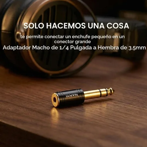 Vista 2 de NANYI adaptador para auriculares estéreo de 1/4 pulgadas a 1/8 pulgadas 1/8" Female to 1/4" Male TRS stereo Audio Adapter; brass body; copper