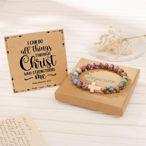 Vista 6 de JoycuFF Pulseras de cruz para mujer, joyería cristiana católica religiosa de fe religiosa de Pascua, joyería cristiana católica significativa