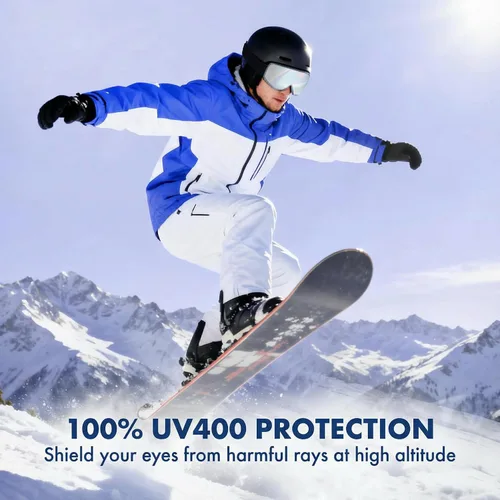 Vista 6 de Gafas de esquí cilíndricas, gafas de snowboard OTG para hombres y mujeres, antivaho y 100% protección UV400, gafas de nieve para esquí y snowboard