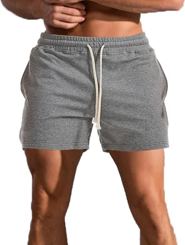Vista 17 de Pantalones cortos de algodón de 5.5/7 pulgadas para hombre, pantalones cortos de entrenamiento de algodón con bolsillos