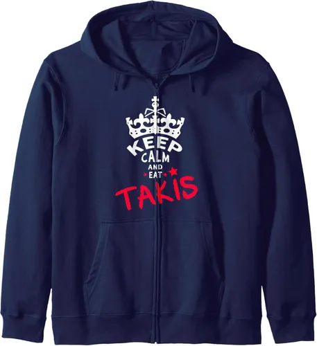 Vista 6 de Keep Calm And Eat Takis Sudadera con capucha con cremallera White Foodies Design, Negro