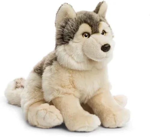 Vista 2 de TAMMYFLYFLY Pequeño lobo gris plateado realista de peluche puf de peluche