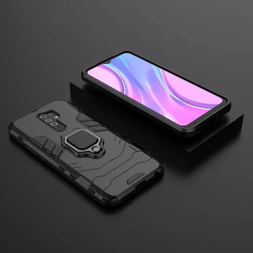 Vista 5 de LuluMain - Funda compatible con Xiaomi Mi Redmi 9, soporte de anillo de metal a prueba de golpes (funciona con soporte magnético para automóvil)