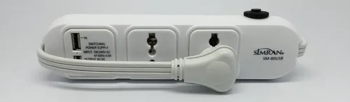Vista 2 de Simran Regleta universal SM-80USB 110v/220v con USB compacto y 2 salidas de CA universales