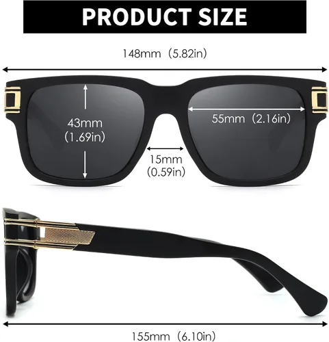 Vista 6 de JIM HALO Gafas de sol polarizadas para hombres y mujeres, gafas de sol clásicas retro cuadradas para conducir, pescar, protección UV400