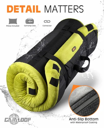 Vista 8 de GAIALOOP Colchón de Espuma Viscoelástica de 3 Pulgadas para Acampar, Almohadilla de Dormir de Doble Capa Gruesa para Coche, Tienda, Cama