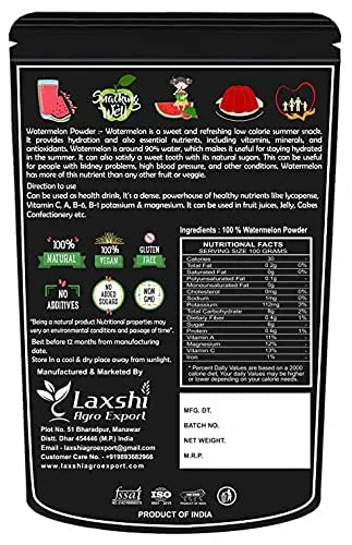 Vista 2 de AOZA Organic Prime - Polvo de sandía Todo natural y secado por pulverización Seco, sin azúcares añadidos ni conservantes - 200 GMBy Organic Prime