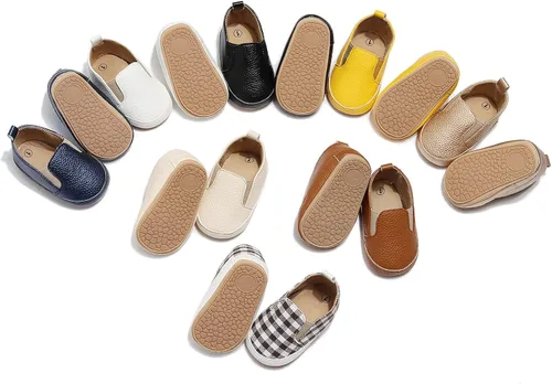 Vista 3 de HONGTEYA Zapatos para bebés y niñas con suela de goma, mocasines para bebés recién nacidos, cuna para primeros caminos, zapatos de moda