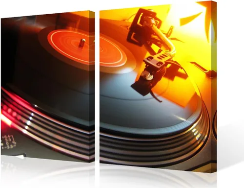 Vista 77 de Lienzo decorativo para pared, diseño de DJ Music Mixes the Track HD impreso en pinturas, 2 piezas, imágenes abstractas para sala de estar, obra