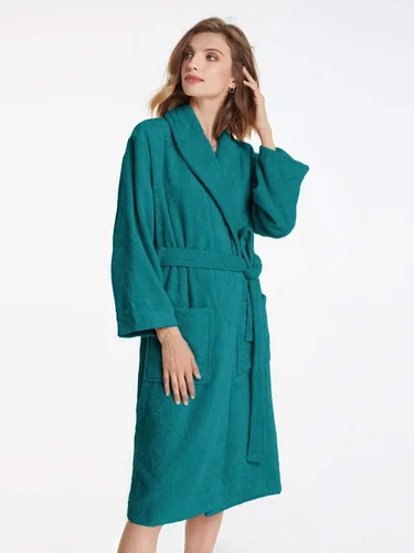 Vista 4 de SIORO Batas de tela de rizo para mujer, bata de baño de algodón suave, bata de ducha larga, cuello de chal, ropa de descanso, S-XL