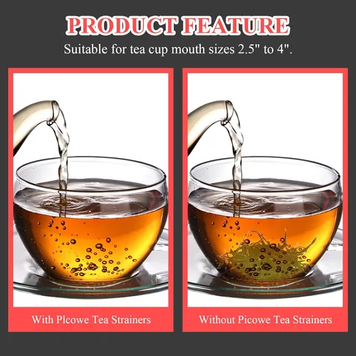 Vista 4 de Bonsicoky Paquete de 2 cuencos coladores de té, filtro de té de hojas sueltas de acero inoxidable para boca de taza de 2.5 a 4 pulgadas, dorado